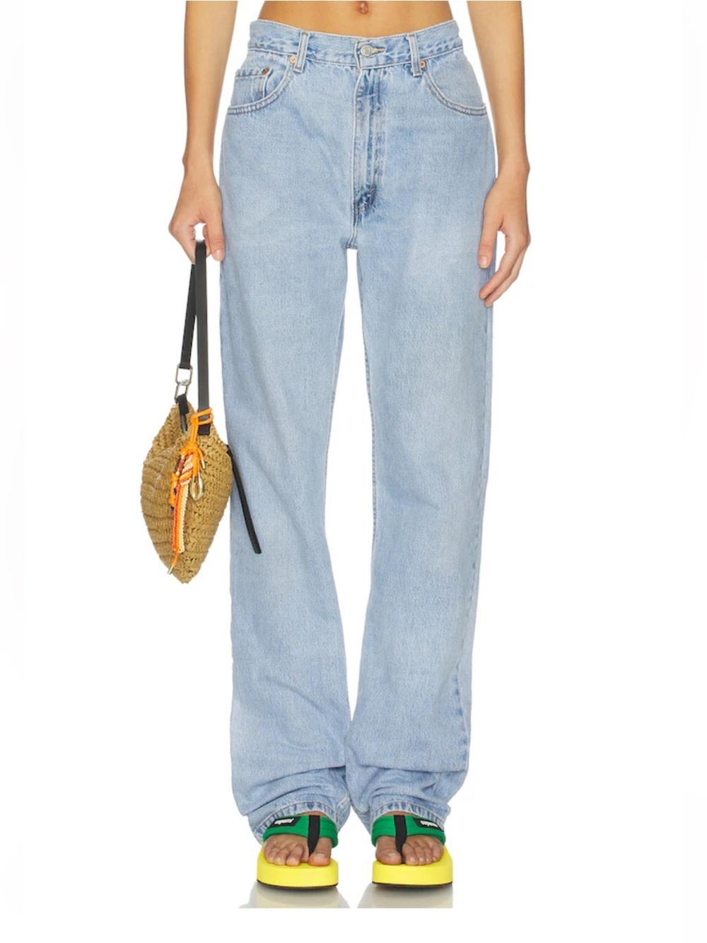 Aligrace Signature Baggy Straight Leg Jeans Light Medium blue Revolve $418 31